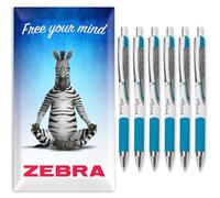 Zebra Classic Z-Grip Flight Ballpoint Pens - 1.2mm - Light Blue Ink - Pack of 6 - In Envelope Gift Packaging