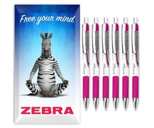Zebra Classic Z-Grip Flight Ballpoint Pens - 1.2mm - Pink Ink - Pack of 6 - In Envelope Gift Packaging