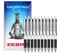 Zebra Classic Z-Grip Flight Retractable Ballpoint Pen - 1.2m Bold Nib - In Envelope Gift Packaging - Pack of 10 - Black Ink