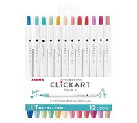 ZEBRA Clickart Water-Based Pen Bright Light 12 Colors Set, Wyss22-12Clt