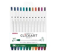 Zebra Clickart Water-Based Pen Calm Dark 12 Colors Set, Wyss22-12Cdk