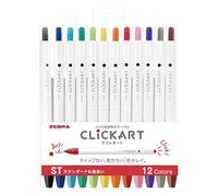 Zebra Clickart Water-based Pen Standard 12 Colors Set, WYSS22-12CST