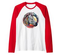 Zebra Colourful Art Animal Zoo Zebra Raglan Baseball Tee