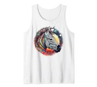 Zebra Colourful Art Animal Zoo Zebra Tank Top