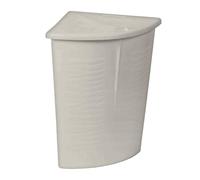 Zebra Corner Laundry Hamper with Lid - Space Saving Plastic Laundry Basket for Bathroom or Utility Room - 45 Litre Triangular Washing Bin (Beige)