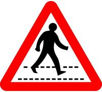 Zebra crossing Road safety sign - 3mm Aluminium sign fitted with 2 strips Channel to rear for mounting on post 600mm x 600mm