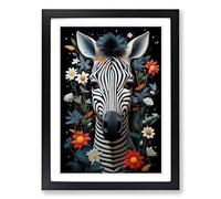 Zebra Dadaism Framed Print | A2 Black Framed Wall Art | Ready to Hang | Modern Animal Picture | Living Room Bedroom Lounge Office