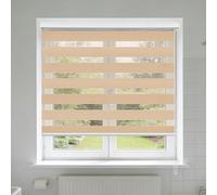 Zebra Day Night Roller Blinds 120 x 120 cm Aluminium Rail Dual Layer Fabric Zebra Window Blinds with Light Filtering Privacy for Windows and Doors, Brown