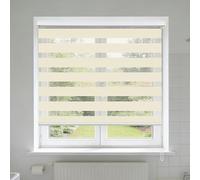 Zebra Day Night Roller Blinds 60 x 120 cm Aluminium Rail Dual Layer Fabric Zebra Window Blinds with Light Filtering Privacy for Windows and Doors, off white