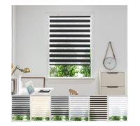 Zebra Day Night Roller Blinds - Made to Measure Day and Night Roller Window Blind with Light Filtering Privacy - Easy Fit Custom Roller Blind by Aprica (Colour Black - Width 70cm Max - Drop 210cm)