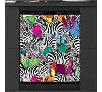 Zebra Dishwasher Magnetic Cover Kitchen Decor Animal Zebra Print Front Dishwasher Refrigerator Magnetic Cover Sticker Appliance Decorative Cover 23 x 26 Inches