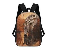 Zebra Drinking at Sunset Backpack, 3D Printed School Bag, School Lunch Bag, Travel Backpack, Friends Backpack, School Backpack for Girls And Boys 17inch