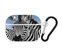 Zebra Earbuds Organizer Shockproof Protective Airpods Pro Cover with Carabiner Clip Anti Fall Carrying Earphone Case Cover for Airpods Pro 2nd Generation White