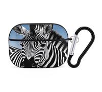 Zebra Earbuds Organizer Shockproof Protective Airpods Pro Cover with Carabiner Clip Anti Fall Carrying Earphone Case Cover for Airpods Pro 2nd Generation Black