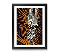 Zebra Explosion Abstract Framed Print | A2 Black Framed Wall Art | Ready to Hang | Abstract Animal Picture | Living Room Bedroom Lounge Office