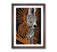 Zebra Explosion Abstract Framed Print | A2 Walnut Framed Wall Art | Ready to Hang | Abstract Animal Picture | Living Room Bedroom Lounge Office