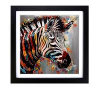Zebra Expressionism No.2 Framed Print | 18x18 Inch Black Framed Wall Art | Ready to Hang | Eclectic Animal Picture | Living Room Bedroom Lounge Office