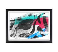 Zebra Eye V2 Framed Print | A2 Black Framed Wall Art | Ready to Hang | Modern Animal Picture | Living Room Bedroom Lounge Office
