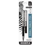 Zebra F-301 Compact Stainless Steel Ballpoint Pen, 0.7mm, Black, 2 Pack (27412)
