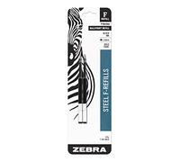 Zebra F-Series Ballpoint Stainless Steel Pen Refill, Bold Point, 1.6mm, Black Ink, 2-Count