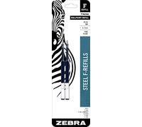 Zebra F-Series Ballpoint Stainless Steel Pen Refill, Fine Point, 0.7mm, Blue Ink, 2-Count