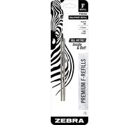 Zebra F-Series Ballpoint Stainless Steel Pen Refill, Fine Point, 0.8mm, Black Ink, 2-Count