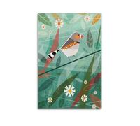 Zebra Finch In A Summer Meadow Retro Art Canvas Poster Bedroom Living Room Decoration Painting Unframe-style 12x18inch(30x45cm)