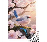 Zebra Finch Puzzle 1000 Pieces Cherry Blossom Home Decoration for Adults And Kids Gift High Difficulty Game Challenging Puzzles 1000pcs (75x50cm)