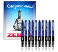 Zebra Fuente - Disposable Fountain Pen - 1.0mm Fine Nib 0.6mm Line Width - Blue Ink - Pack of 10 - In Envelope Gift Packaging