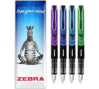 Zebra Fuente - Disposable Fountain Pen - 1.0mm Fine Nib 0.6mm Line Width - Ocean Tones - In Envelope Gift Packaging - Pack of 4