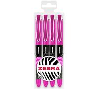 Zebra Fuente - Disposable Fountain Pen - 1.0mm Fine Nib 0.6mm Line Width - Wallet of 4 (Pink)