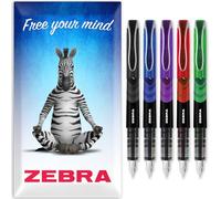 Zebra Fuente - Disposable Fountain Pen - Black, Blue, Red, Green, & Violet Ink - Pack of 5 - in Envelope Gift Packaging