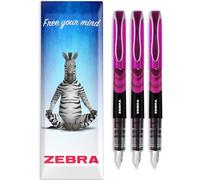 Zebra Fuente - Disposable Fountain Pen - Pink Ink - In Envelope Gift Packaging (Pack of 3)