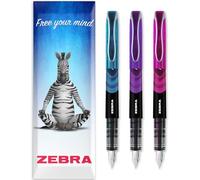 Zebra Fuente - Disposable Fountain Pen - Pink, Purple, Light Blue Ink - In Envelope Gift Packaging (Pack of 3)