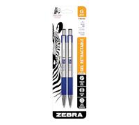Zebra G-301 Gel Stainless Steel Retractable Pen, 0.7mm, Blue, 2 Pack (41322)