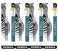 Zebra G-402 Stainless Steel Pen JK-Refill, Fine Point, 0.5mm, Black Ink, 2-Count