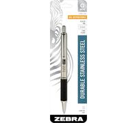 Zebra G-402 Stainless Steel Retractable Gel Pen, Fine Point, 0.5mm, Black Ink, 1-Count