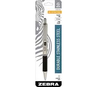 Zebra G-402 Stainless Steel Retractable Gel Pen, Fine Point, 0.5mm, Black Ink, 1-Count