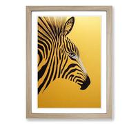 Zebra Gold Leaf Framed Wall Art Print, Ready to Hang Picture for Living Room Bedroom Home Office, Oak A2 (48 x 66 cm)