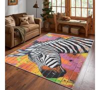 Zebra Graffiti Rug, Modern Artistic Street Art Area Rug 120x160cm, Machine Washable Rug for Living Room, Bedroom, Non Slip Soft Carpet, Colorful Brick Pattern Home Decor & Gifts D#1144