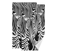 Zebra Hand Towels for Bathroom,Black and White Stripes Zebra Head Leopard Animal Print Small Bath Towels 16"x28" Soft Absorbent Bathroom Hand Towel for Face,Gym,Tea,Guest Kitchen Dish Towel Set of 2