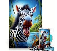 Zebra Happy Safari Day 1000 Piece Jigsaw Brain Skill Game High Precision Die Cut Fascinating Hobby for Idle Moments (50x75cm)