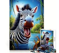 Zebra Happy Safari Day Jigsaw Puzzles for Adults 1000 Memory Training Time Well Spent Precise Edges Best Gift (38x26cm)