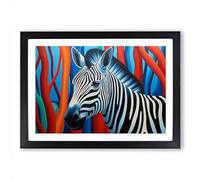 Zebra Hard Edge Framed Print | A2 Black Framed Wall Art | Ready to Hang | Modern Animal Picture | Living Room Bedroom Lounge Office