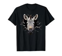 Zebra Head Bursting Through Cracked Wall Value Graphic T-Shirt, Men, Black, XL