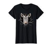 Zebra Head Bursting Through Cracked Wall Value Graphic T-Shirt, Women, Black, XS
