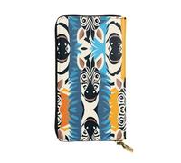 zebra head Printed leather wallet, 7.5 x 4.1-inch long credit card holder, portable travel cash wallet
