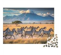 Zebra Herd Running 100% Recycled Cardboard Running Wild Horses 1000Pc Jigsaw Puzzles For Adults & Kids Fun Present 52x38cm/1000pcs