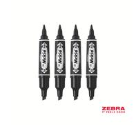 ZEBRA Pen Dual Tip Permanent Marker Pens, Twin Tip Marker Pen Set, Bullet Tip & Chisel Tip Permanent Pens For Style & Convenience, Reliable Black Marker Pens, 10 Pack - Black Ink