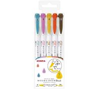 Zebra Highlighter Mildliner Brush Refined Color 5 Colors Set, WFT8-5C-RC